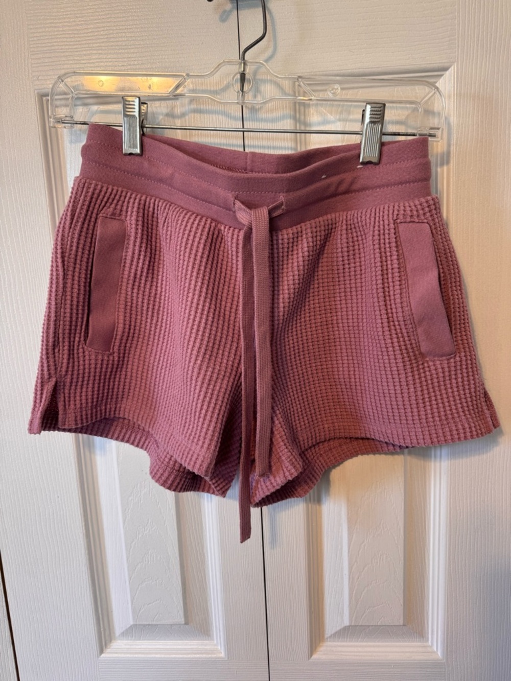 Auden Waffle-Knit Drawstring Women's Shorts - Mauve 3 inch inseam Size XS - Picture 2 of 10